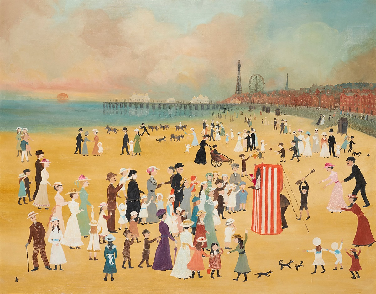 HELEN BRADLEY M.B.E. (BRITISH 1900-1979) | BLACKPOOL SANDS WITH PUNCH AND JUDY SHOW | Sold for £137,500 incl premium